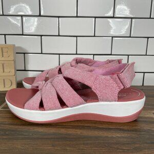 Clarks Arla Fern Womens Size 8 Wide Shoes Red Strappy Slingback Platform Sandal